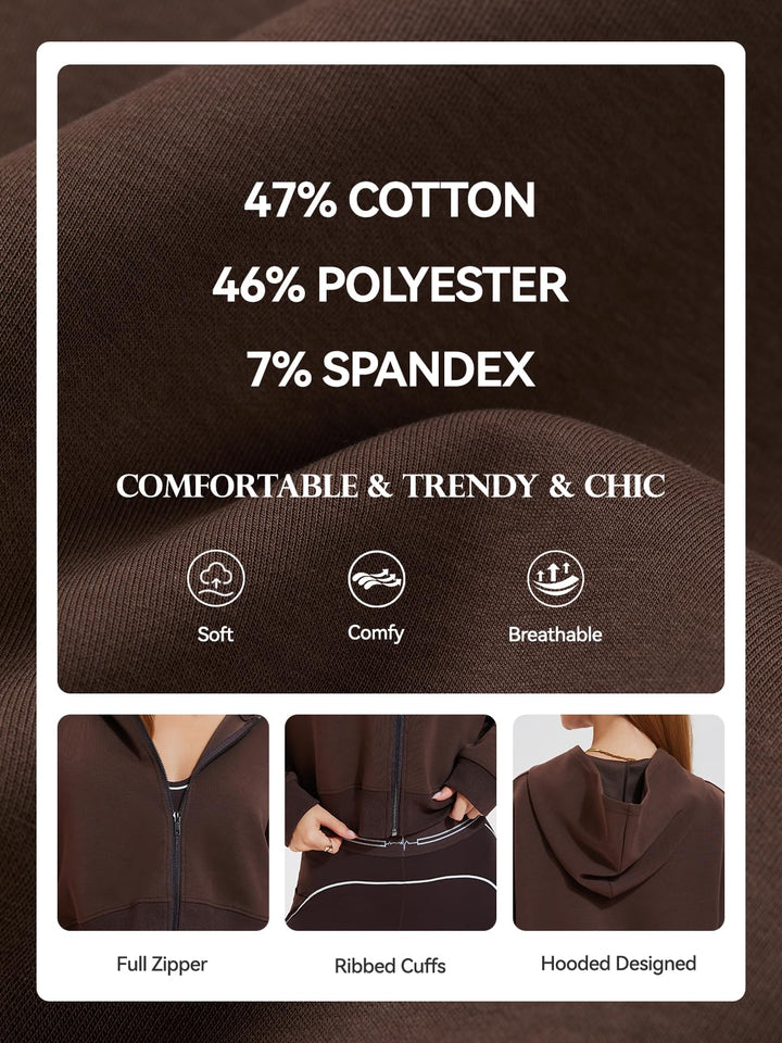 Airfree Womens Zip Up Hoodies Cropped Sweatshirt Workout Long Sleeve Jackets Hooded Y2K Casual Coat for Women