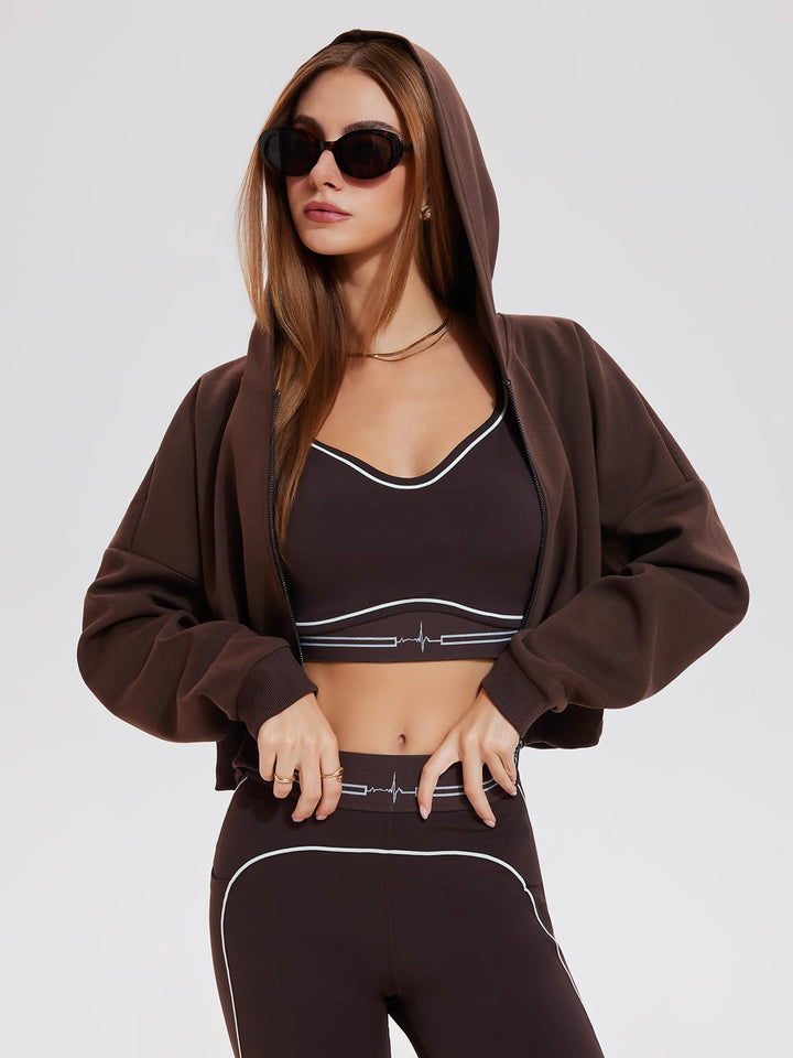 Airfree Womens Zip Up Hoodies Cropped Sweatshirt Workout Long Sleeve Jackets Hooded Y2K Casual Coat for Women