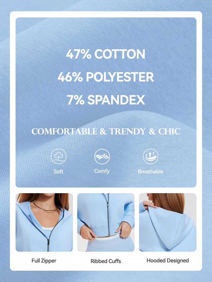 Airfree Womens Zip Up Hoodies Cropped Sweatshirt Workout Long Sleeve Jackets Hooded Y2K Casual Coat for Women