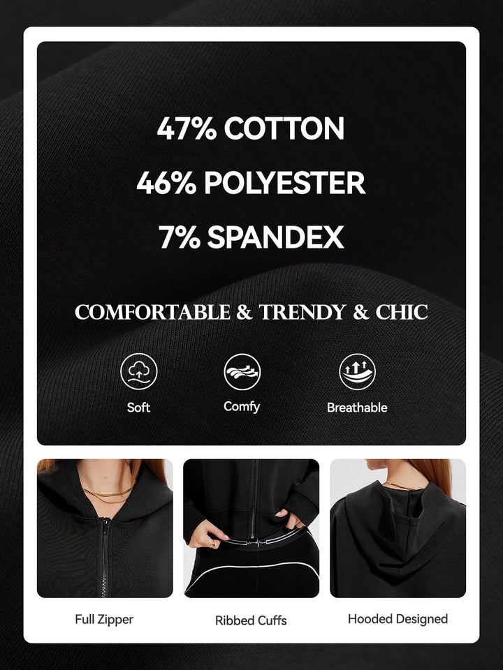 Airfree Womens Zip Up Hoodies Cropped Sweatshirt Workout Long Sleeve Jackets Hooded Y2K Casual Coat for Women