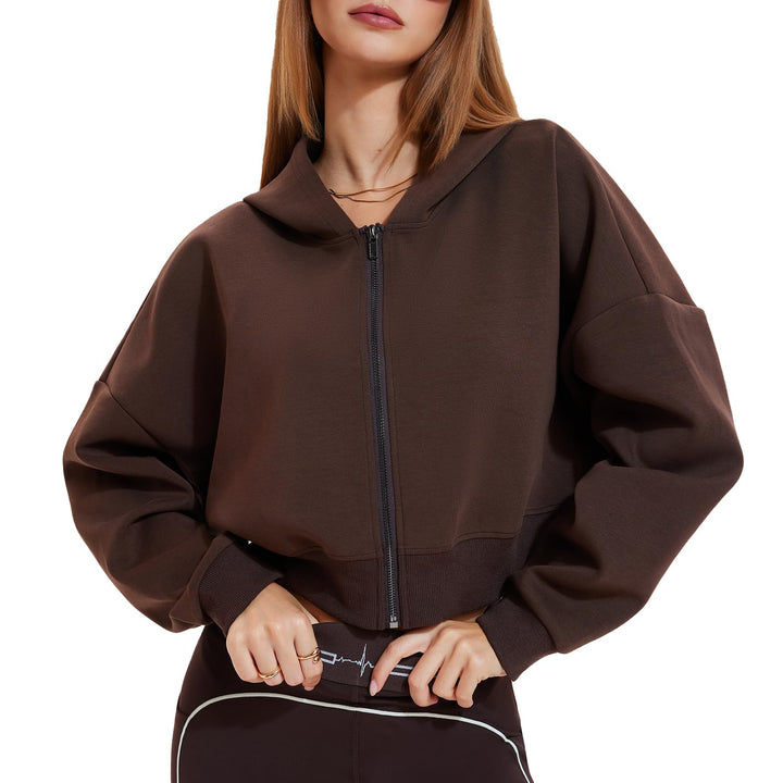 Airfree Womens Zip Up Hoodies Cropped Sweatshirt Workout Long Sleeve Jackets Hooded Y2K Casual Coat for Women