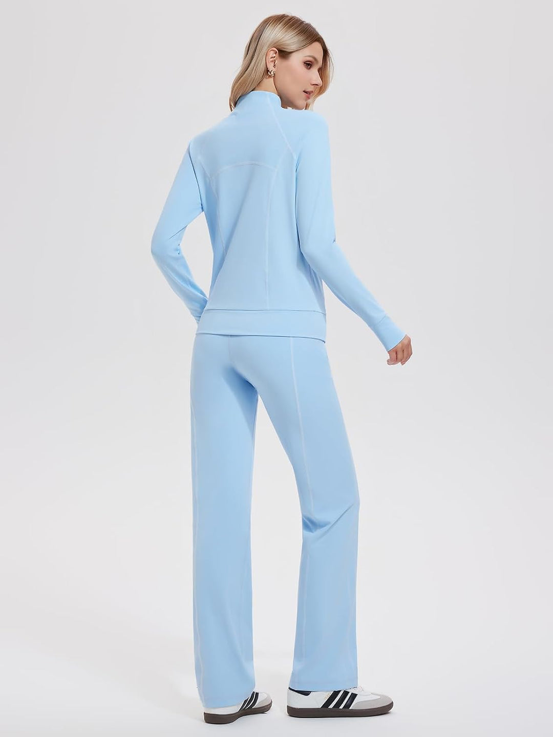 Airfree Womens Two Piece Tracksuit Slim Fit Double Zipper Jacket Straight Leg Pants Outfits 2 Piece Lounge Set Sweatsuit