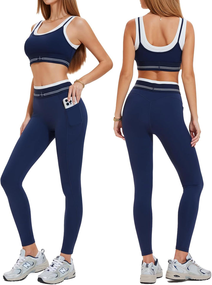 Airfree Womens Workout Sets 2 Piece Seamless Sport Bra Matching High Waist Leggings Gym Yoga Outfits Pilates Work Out Clothes