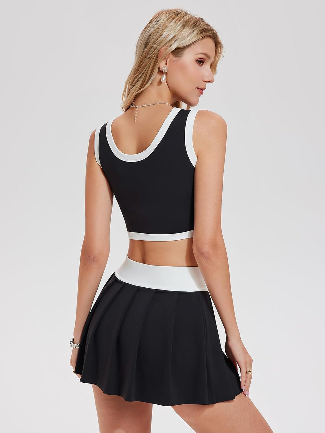 Airfree Two Piece Tennis Skirt Sets for Women Tank Tops Golf Outfits Athletic Golf Skirt Sets Women 2 Piece Outfits