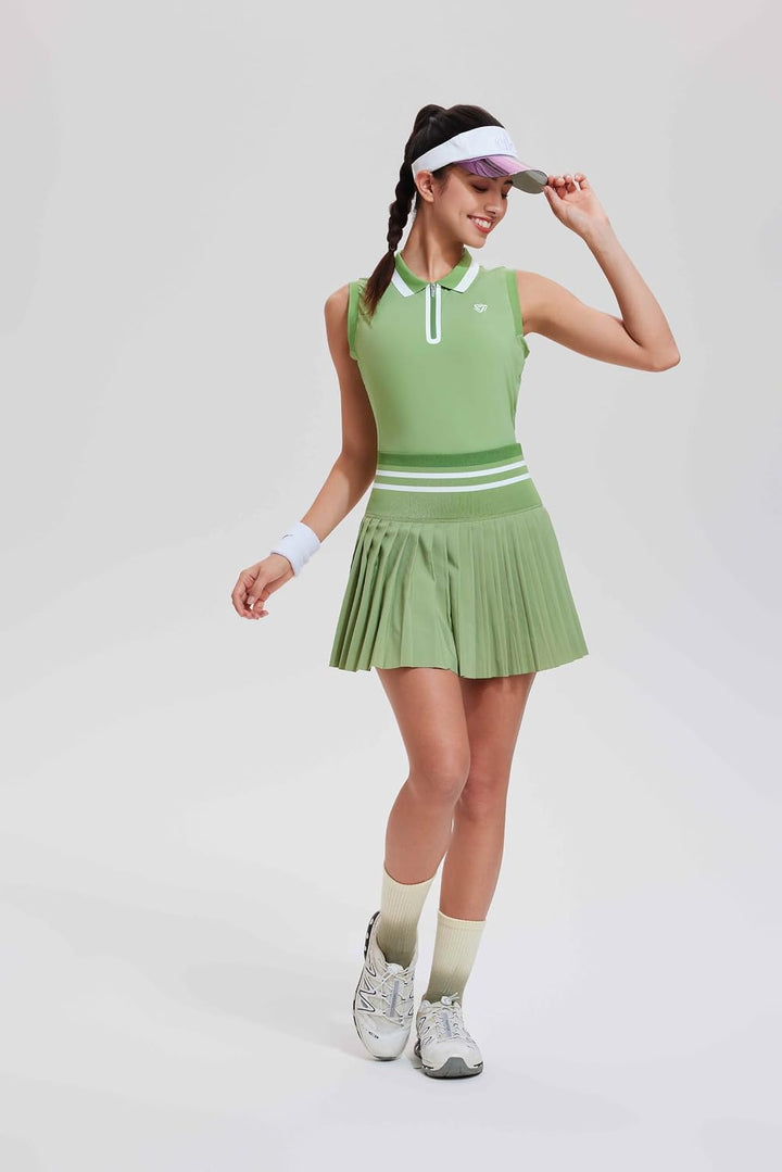 Tennis Skirt Sets for Women Color Block Golf Polo Two Piece Skirt Set Women 2 Piece Outfits with Shorts