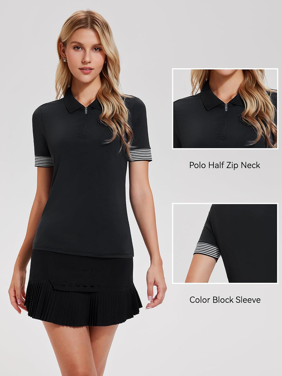 Airfree Two Piece Tennis Skirt Sets for Women Collared Polo Tops High Waisted Skirt Women 2 Piece Pickleball Golf Outfits