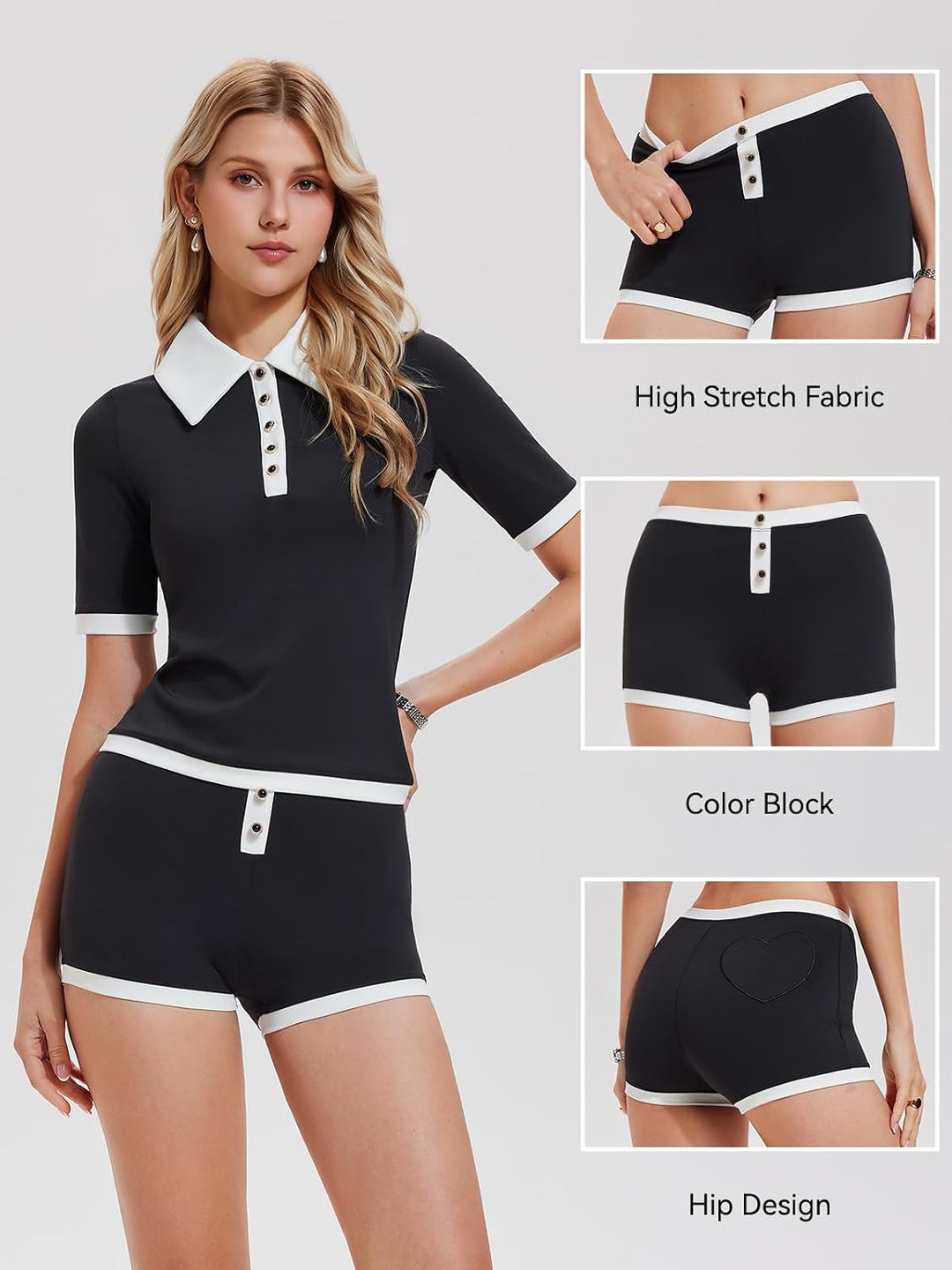 Airfree Short Sets Women 2 Piece Outfits Summer Golf Polo High Waisted Shorts Two Piece Matching Workout Sets Tracksuits