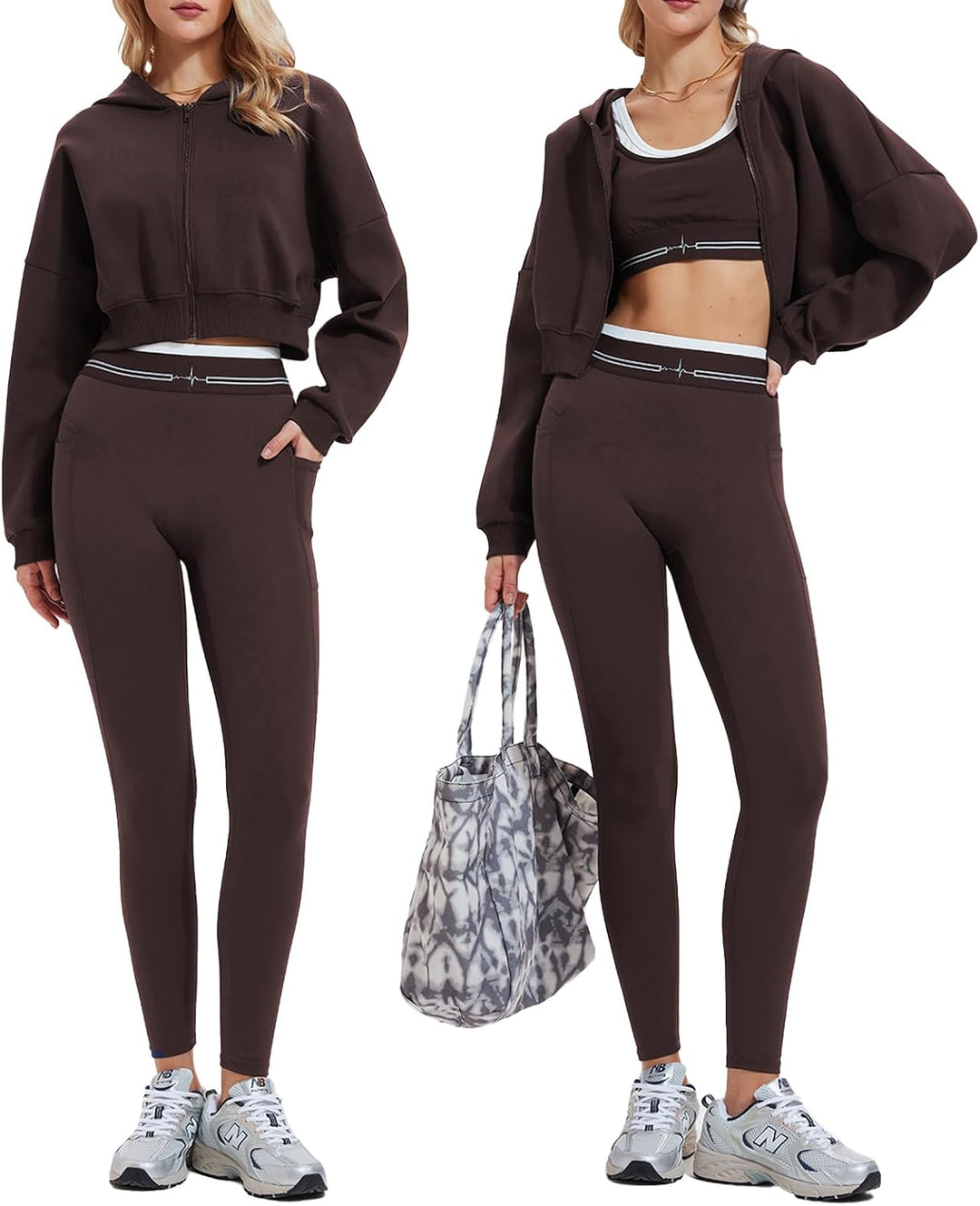 Airfree Two Piece Sets for Women Cropped Zip Up Hoodie High Waisted Leggings Fall Sweatshirt Tracksuit Sets Casual Outfit