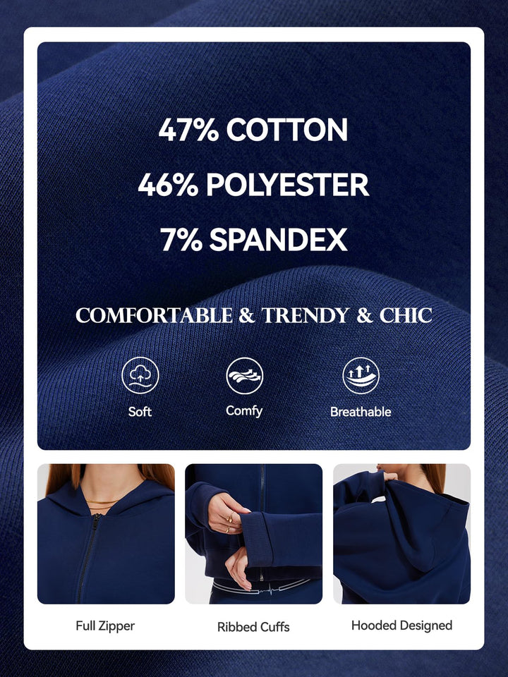 Airfree Womens Zip Up Hoodies Cropped Sweatshirt Workout Long Sleeve Jackets Hooded Y2K Casual Coat for Women