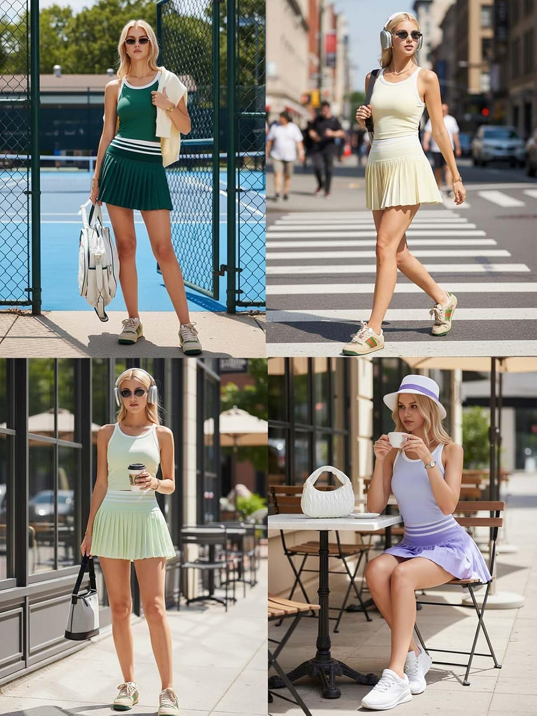 Airfree Two Piece Tennis Skirt Set Golf Outfits for Women High Waisted Tennis Short Dress with Pockets Athletic 2 Piece Sets