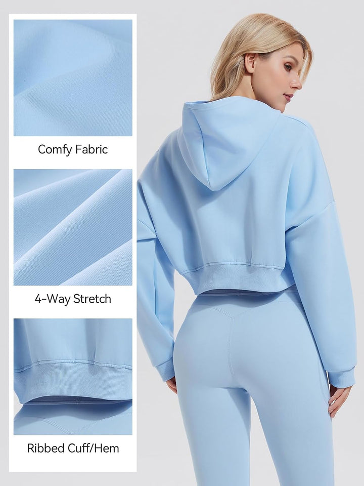 Airfree Two Piece Sets for Women Cropped Zip Up Hoodie High Waisted Leggings Fall Sweatshirt Tracksuit Sets Casual Outfit