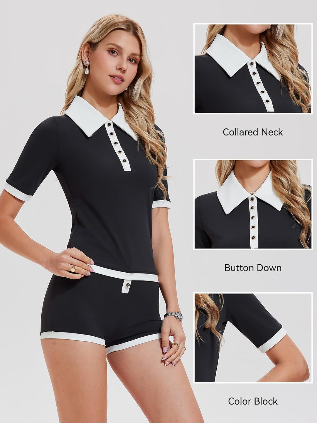 Airfree Short Sets Women 2 Piece Outfits Summer Golf Polo High Waisted Shorts Two Piece Matching Workout Sets Tracksuits