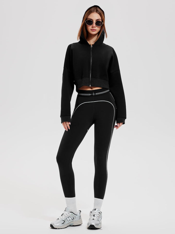 Airfree Womens Zip Up Hoodies Cropped Sweatshirt Workout Long Sleeve Jackets Hooded Y2K Casual Coat for Women
