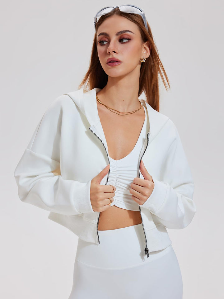 Airfree Womens Zip Up Hoodies Cropped Sweatshirt Workout Long Sleeve Jackets Hooded Y2K Casual Coat for Women