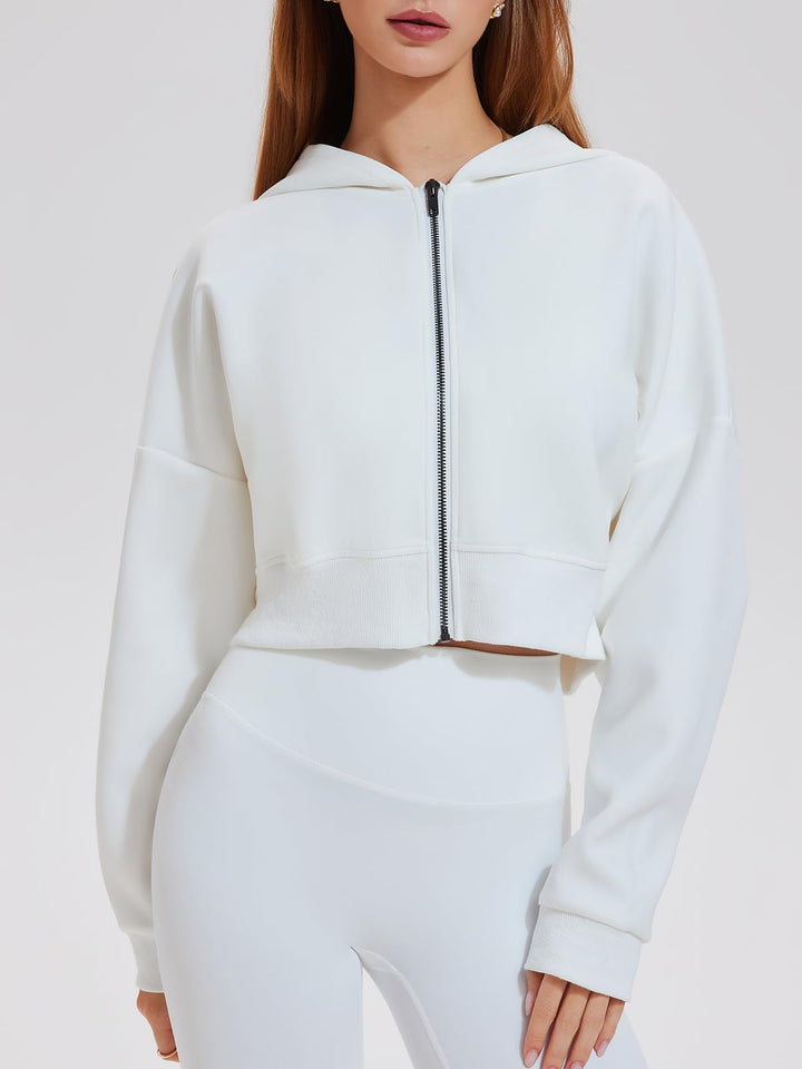 Airfree Womens Zip Up Hoodies Cropped Sweatshirt Workout Long Sleeve Jackets Hooded Y2K Casual Coat for Women