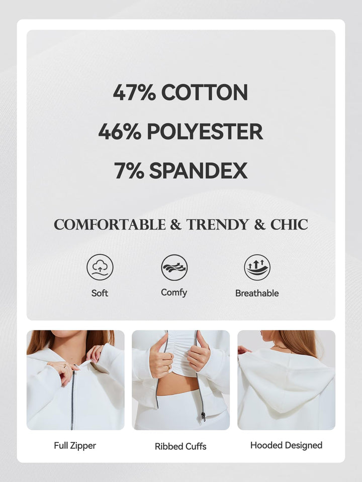 Airfree Womens Zip Up Hoodies Cropped Sweatshirt Workout Long Sleeve Jackets Hooded Y2K Casual Coat for Women