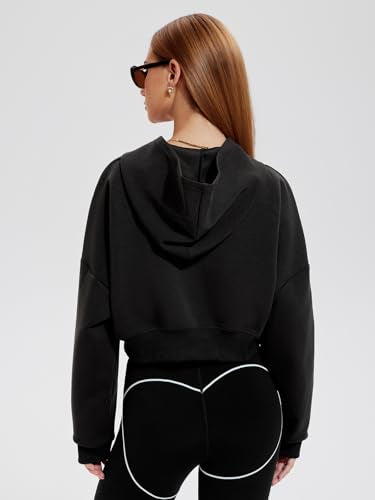 Airfree Womens Zip Up Hoodies Cropped Sweatshirt Workout Long Sleeve Jackets Hooded Y2K Casual Coat for Women