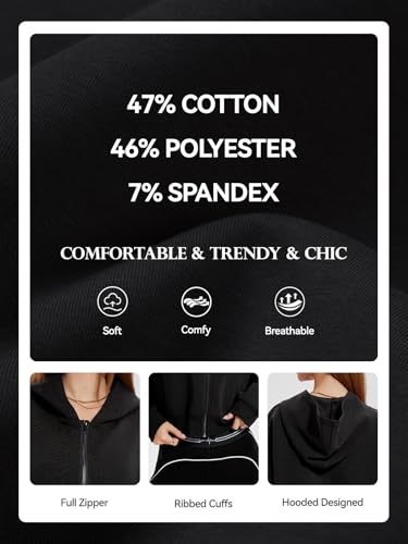 Airfree Womens Zip Up Hoodies Cropped Sweatshirt Workout Long Sleeve Jackets Hooded Y2K Casual Coat for Women