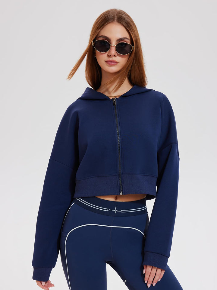 Airfree Womens Zip Up Hoodies Cropped Sweatshirt Workout Long Sleeve Jackets Hooded Y2K Casual Coat for Women