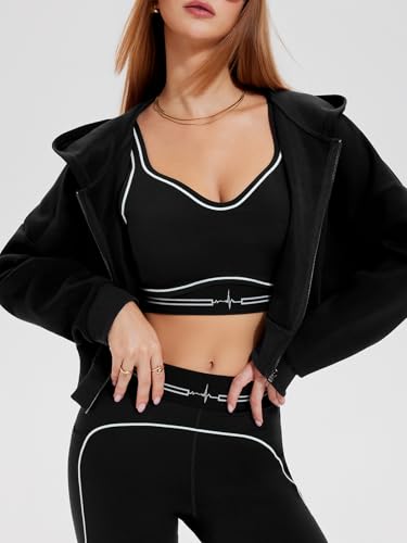 Airfree Womens Zip Up Hoodies Cropped Sweatshirt Workout Long Sleeve Jackets Hooded Y2K Casual Coat for Women