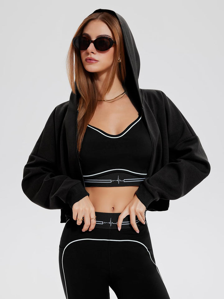 Airfree Womens Zip Up Hoodies Cropped Sweatshirt Workout Long Sleeve Jackets Hooded Y2K Casual Coat for Women