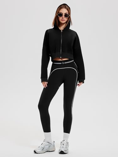 Airfree Womens Zip Up Hoodies Cropped Sweatshirt Workout Long Sleeve Jackets Hooded Y2K Casual Coat for Women