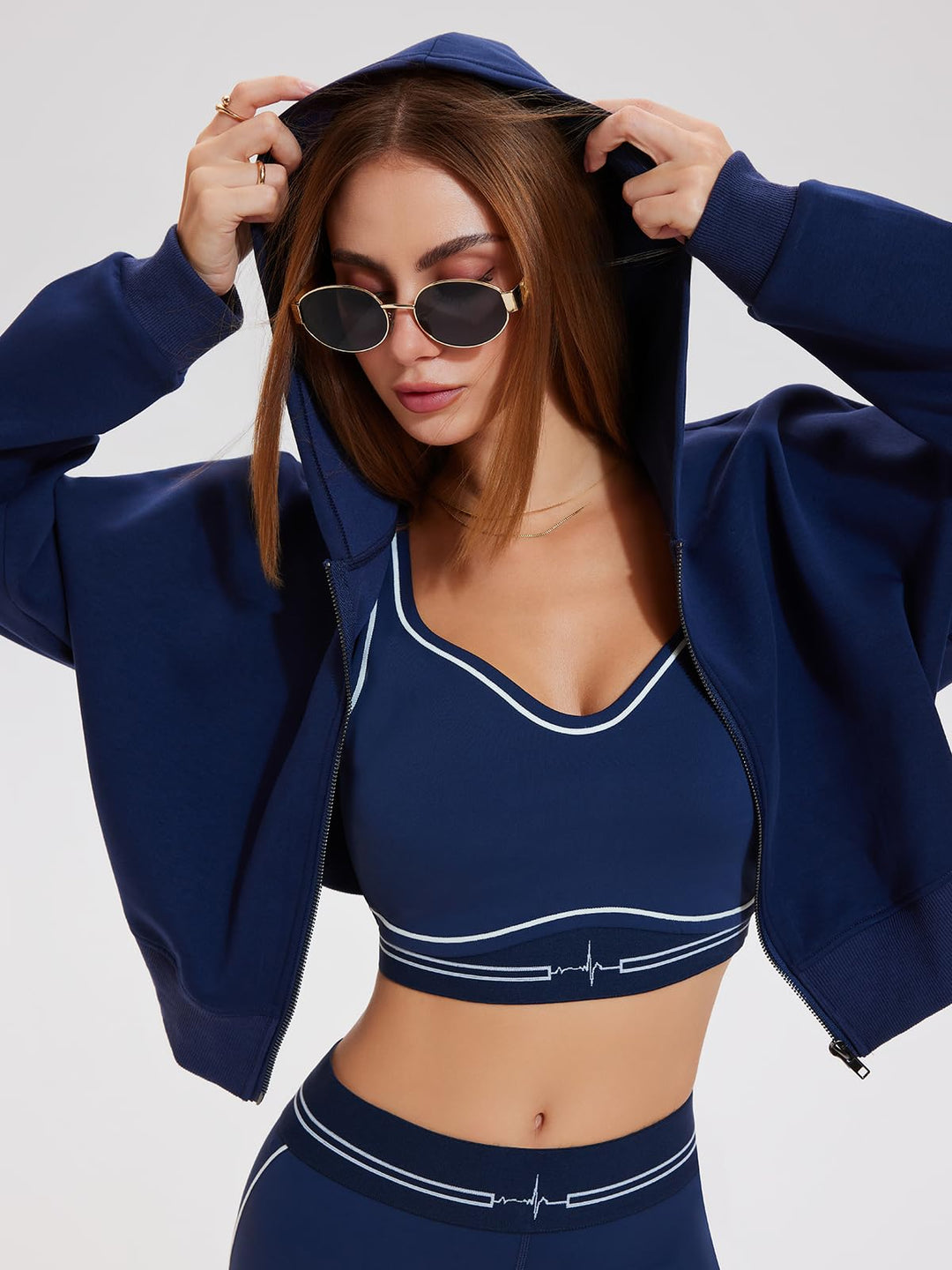 Airfree Womens Zip Up Hoodies Cropped Sweatshirt Workout Long Sleeve Jackets Hooded Y2K Casual Coat for Women